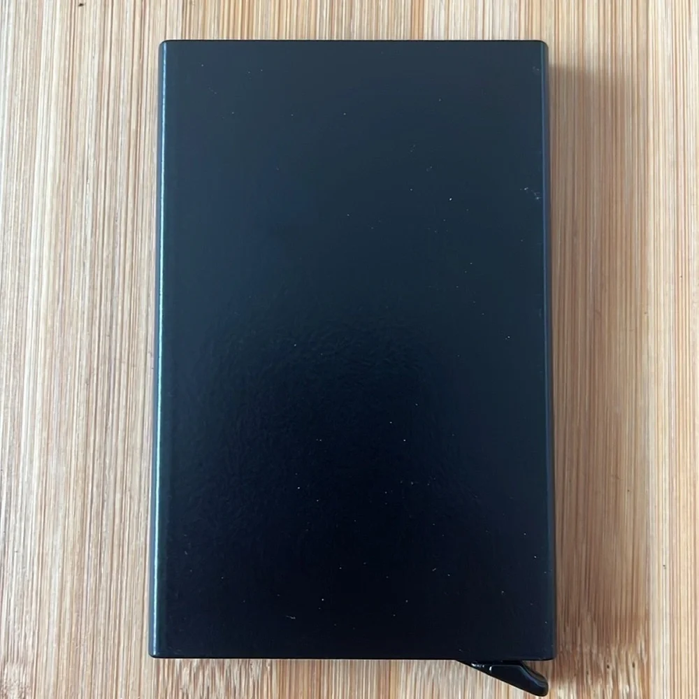 Brand New Blue Hunter Pop Up Slim Metal Card Holder Wallet RFID Case Minimalist